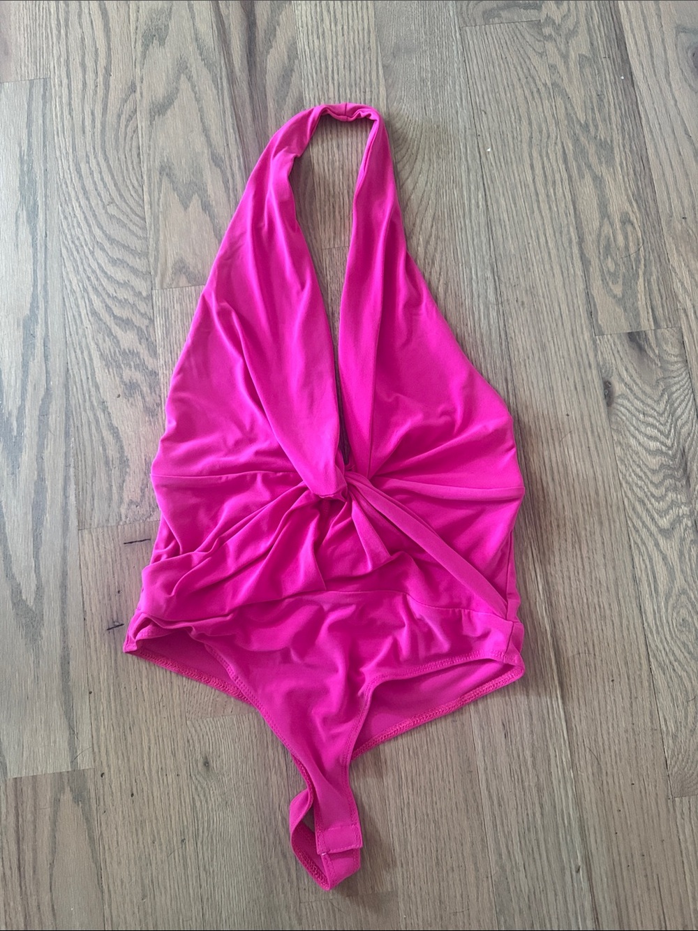 NWT Express women’s  Hot Pink Halter bodysuit with Front Knot S